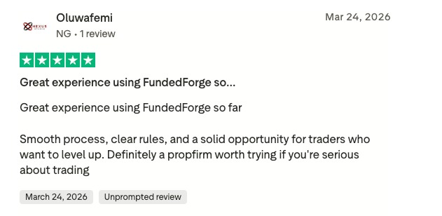 Trustpilot review 06 for FundedForge