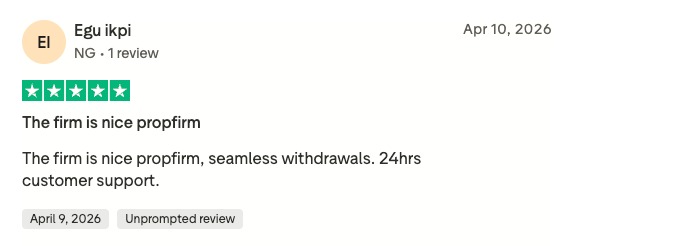 Trustpilot review 08 for FundedForge