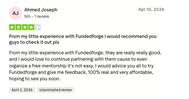 Trustpilot review 09 for FundedForge