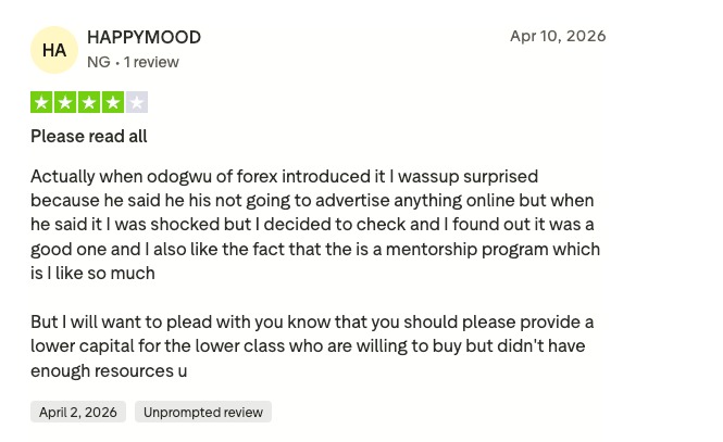 Trustpilot review 10 for FundedForge